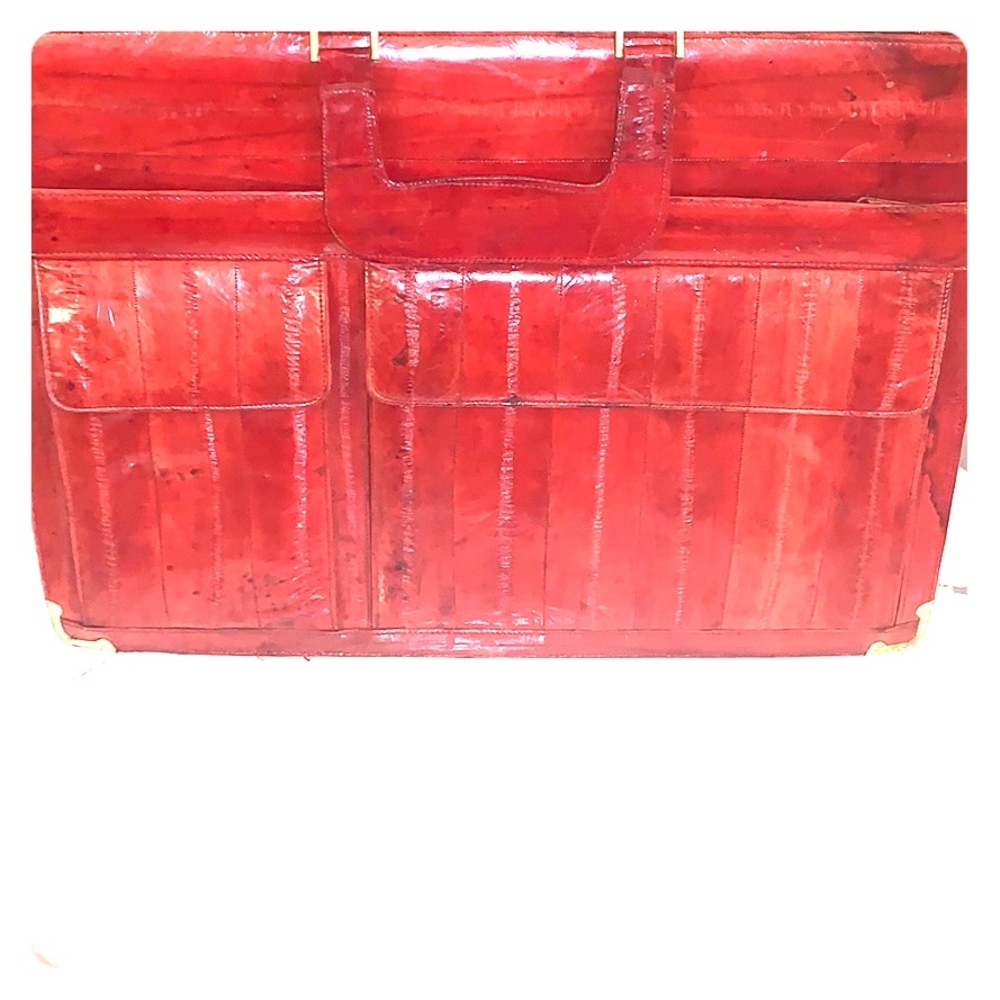 Cranberry colored GENUINE EEL SKIN BRIEFCASE
